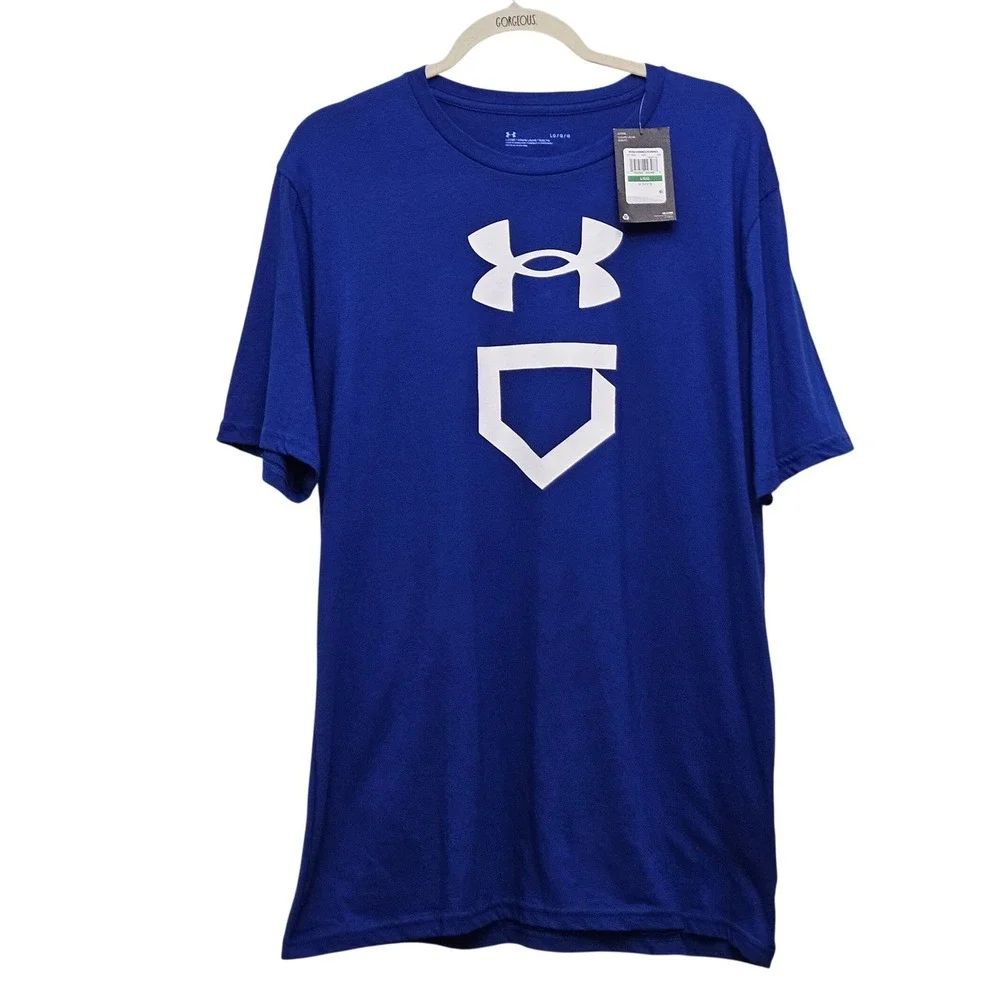 Under Armour Graphic Tee Mens M Blue‎ Home Plate Baseball Athletic Shirt Sports
